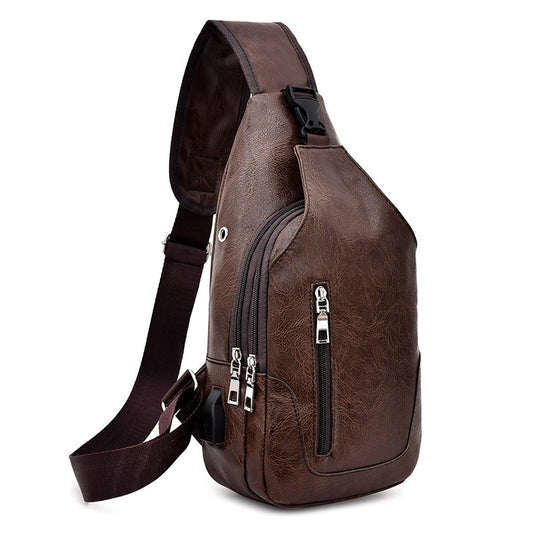 Men's Chest Bag Single Shoulder Portable Charging Messenger Bag Outdoor Sports And Leisure
