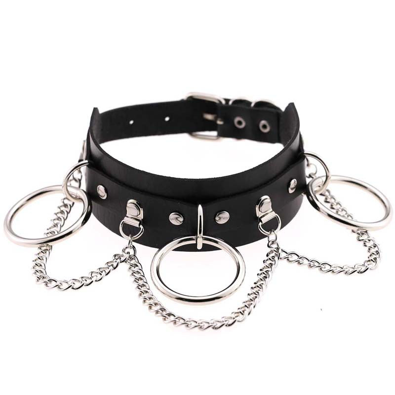 Dark Wild Collar Chain Leather Choker