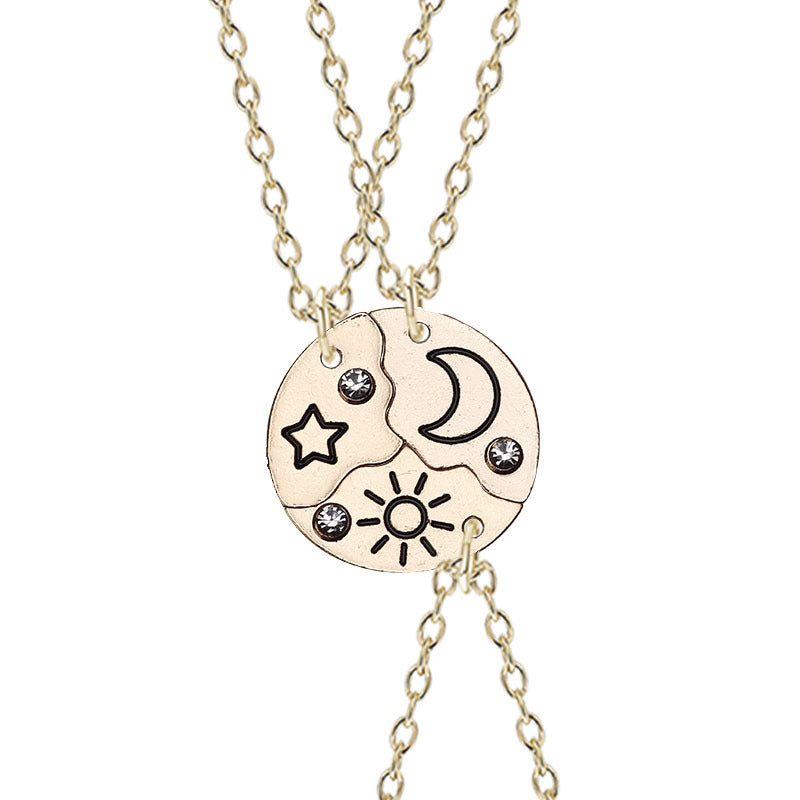 Sun, Moon And Star Pendant Set, Best Friend, Best friend, Friendship Couple Necklace, Fashion Jewelry