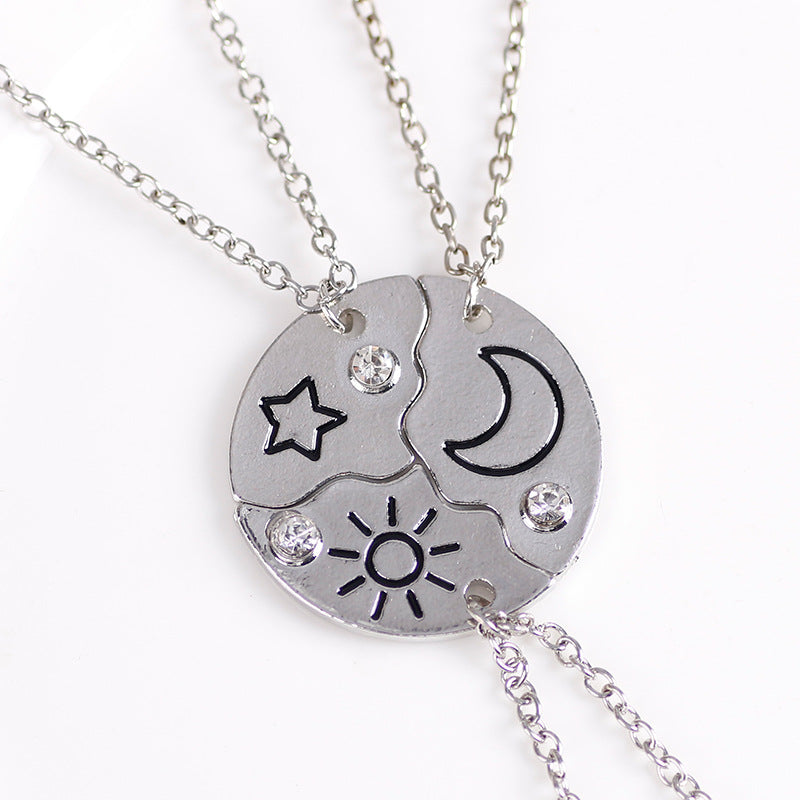 Sun, Moon And Star Pendant Set, Best Friend, Best friend, Friendship Couple Necklace, Fashion Jewelry