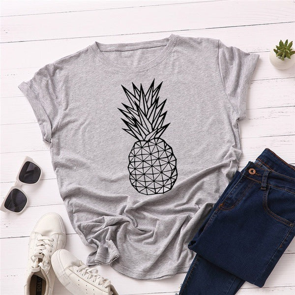 Pineapple Print Short-Sleeved T-Shirt