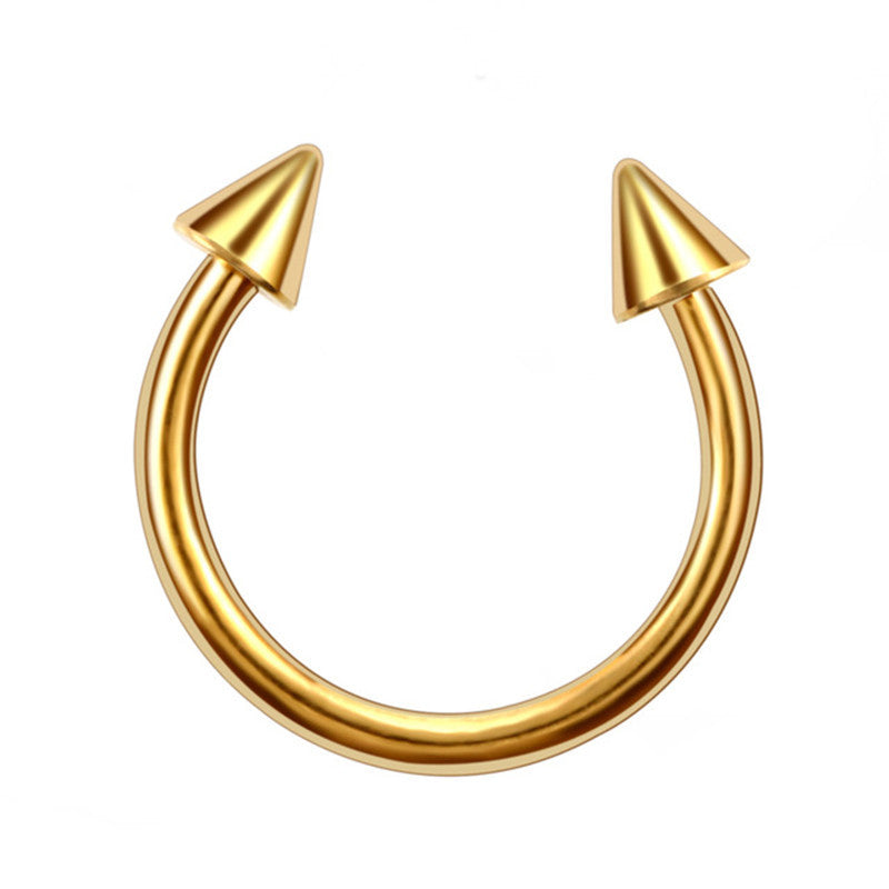 316 Titanium Steel Basic Body Piercing Earrings Jewelry Curved Rod C-shaped Horseshoe Pointed Cone Ring