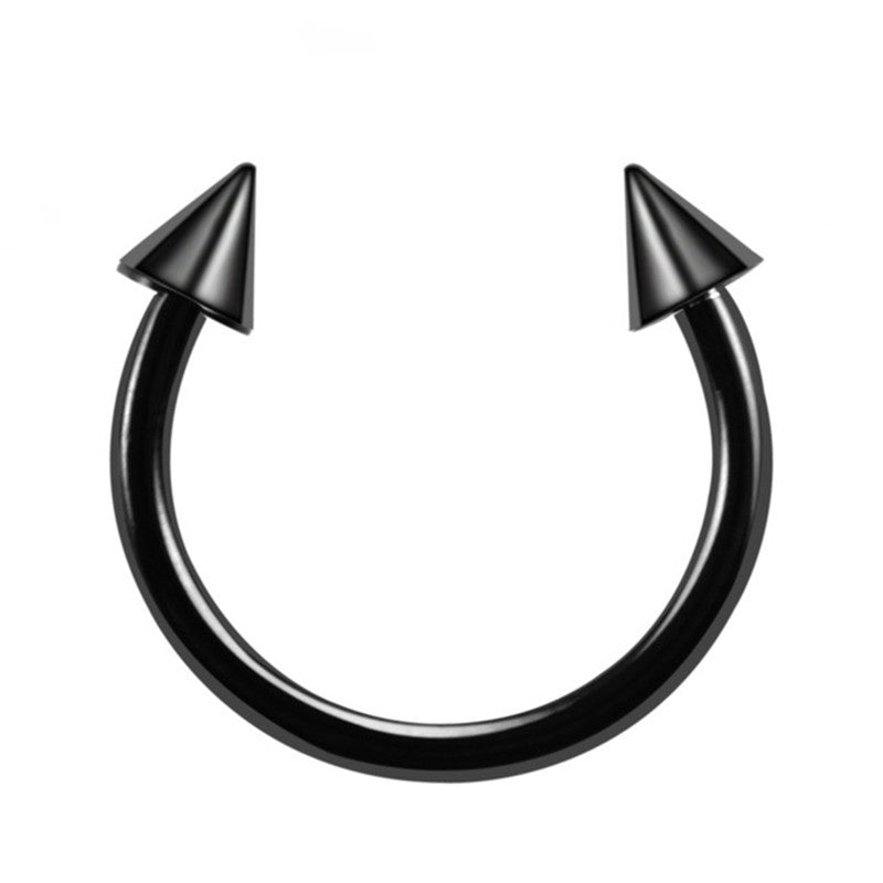 316 Titanium Steel Basic Body Piercing Earrings Jewelry Curved Rod C-shaped Horseshoe Pointed Cone Ring