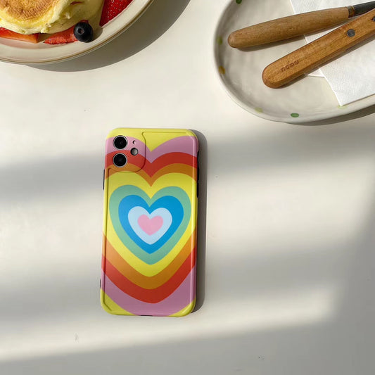 Compatible with Apple, Compatible with Apple , Ins Rainbow Love Iphone11Pro Mobile Phone Shell Protection Apple Xsmax Soft Shell Xr Anti-Drop 7P8P Applicable