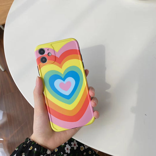 Compatible with Apple, Compatible with Apple , Ins Rainbow Love Iphone11Pro Mobile Phone Shell Protection Apple Xsmax Soft Shell Xr Anti-Drop 7P8P Applicable