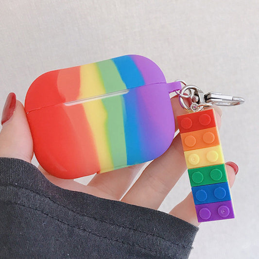 Compatible with Apple, Compatible with Apple , Rainbow Applicable Airpods2 Protective Case Pendant Pro3 Wireless Bluetooth Headset Soft Shell Personality