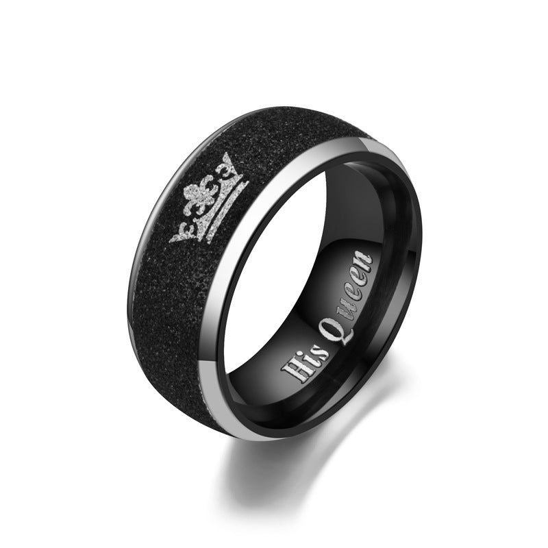 Couple Crown King King Queen Queen Black Frosted Ring Jewelry
