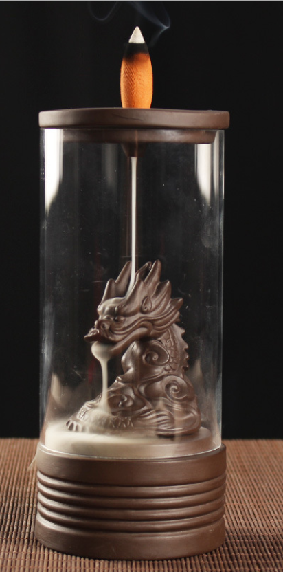 Xianglong Backflow Incense Burner Ceramic Glass Cover Incense Burner Handicraft Ornaments