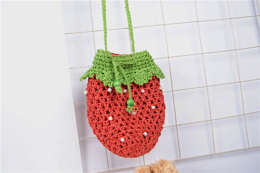 Fruit Type Straw Bag Watermelon Strawberry Pineapple Banana Messenger Bag Women''S Woven Bag