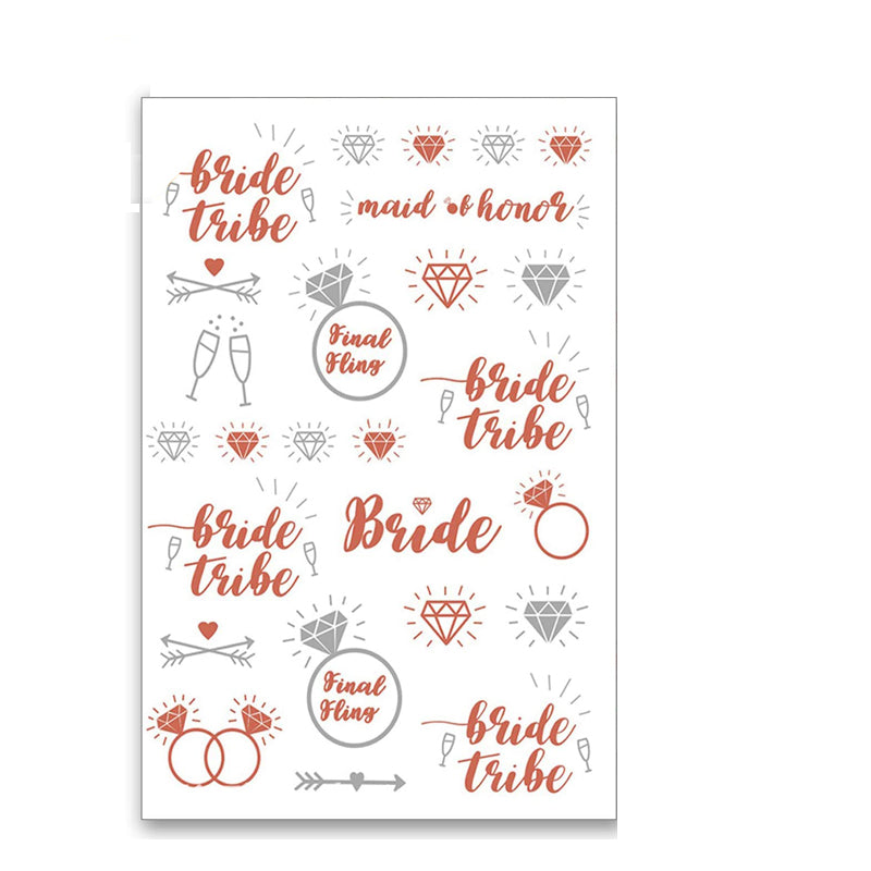 Bachelorette Party Champagne Rose Gold Bridal Shower Temporary Tattoos