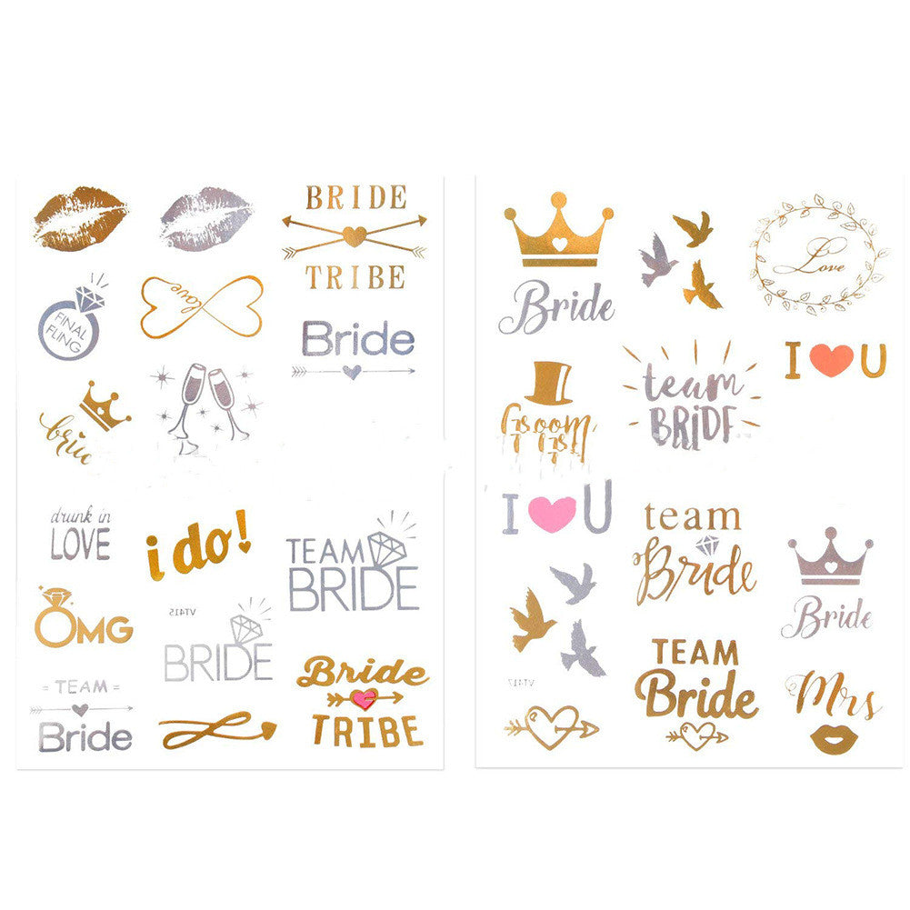 Bachelorette Party Champagne Rose Gold Bridal Shower Temporary Tattoos