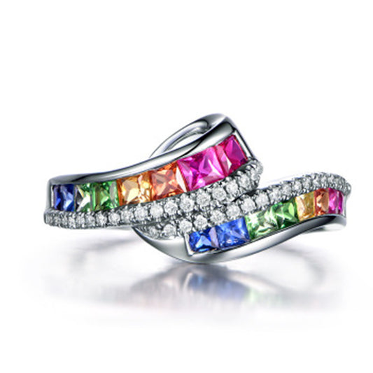 Rainbow Colors Gemstones Ring