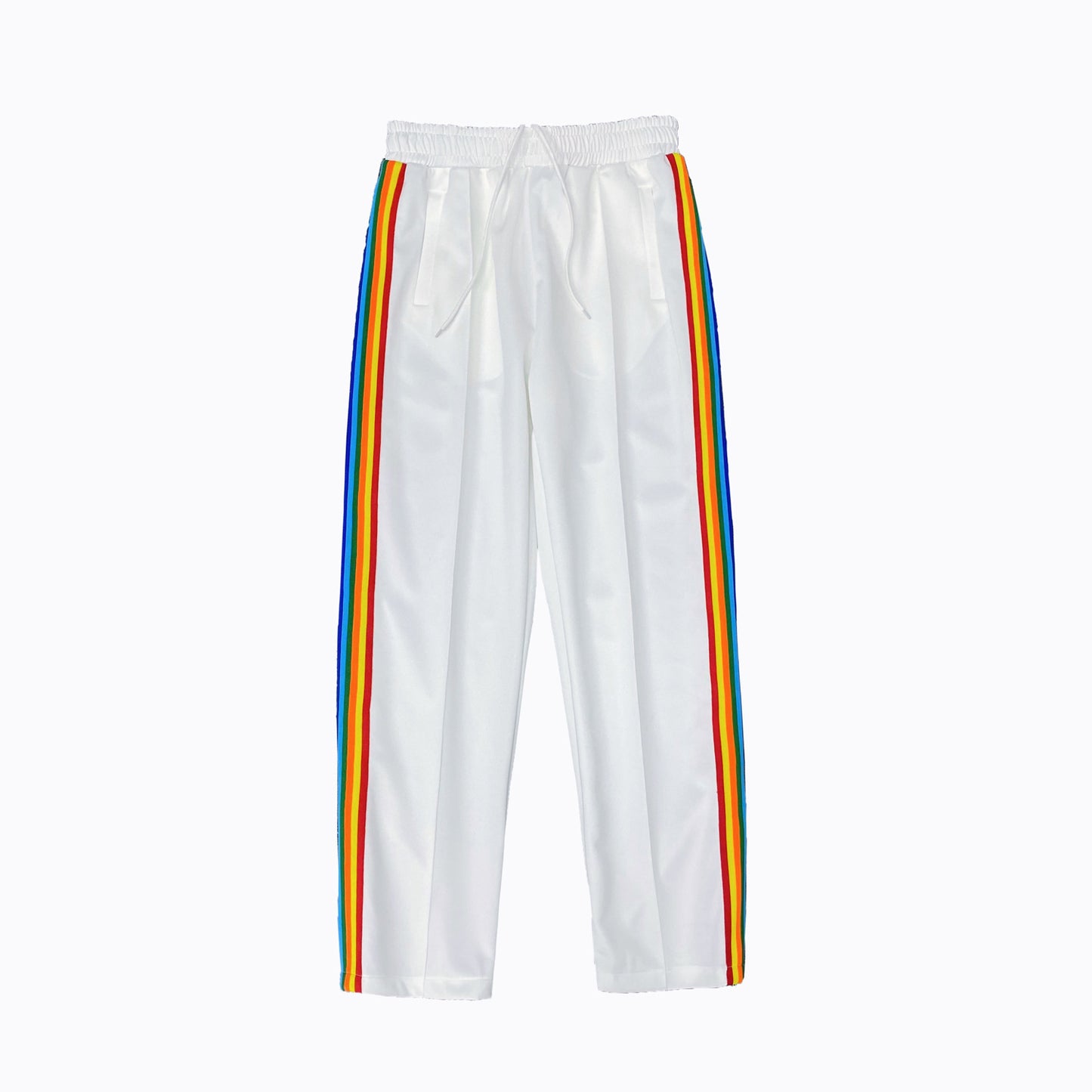 Spring Daily Casual Sports Pants Men And Women Side Zipper Rainbow Striped Long Pants