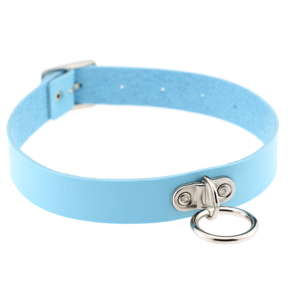 Color Leather Collar Chokers
