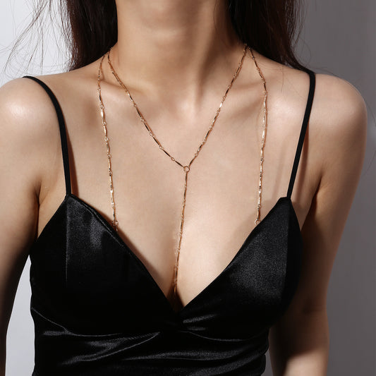 Sexy Trendy Girl Nightclub Body Clothing Chain Handmade Chest Chain Necklace