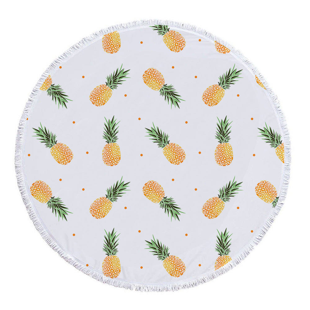 Microfiber Pineapple Watermelon Print Round Beach Towel
