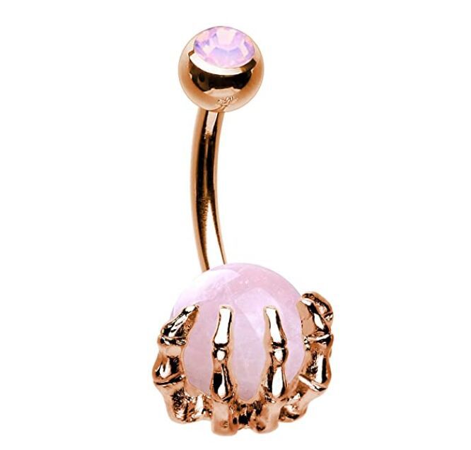Skull Hand Claw Belly Button Ring Opal Belly Button Nail