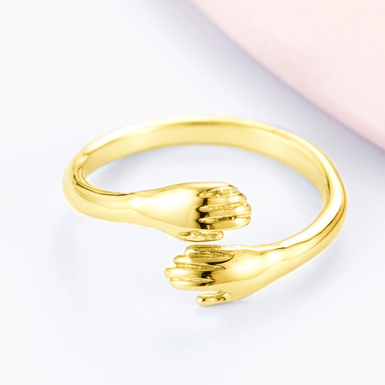 All-match Temperament Love Hug Couple Opening Adjustable Ring