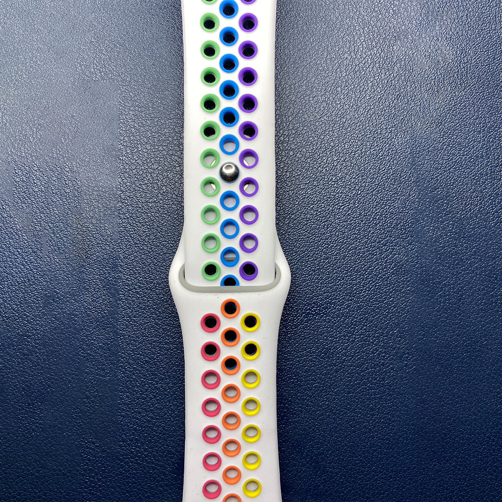 Rainbow silicone breathable watch strap