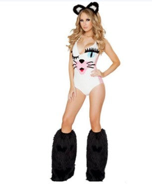 Funny Kitty Costume with Fur Leg warmers