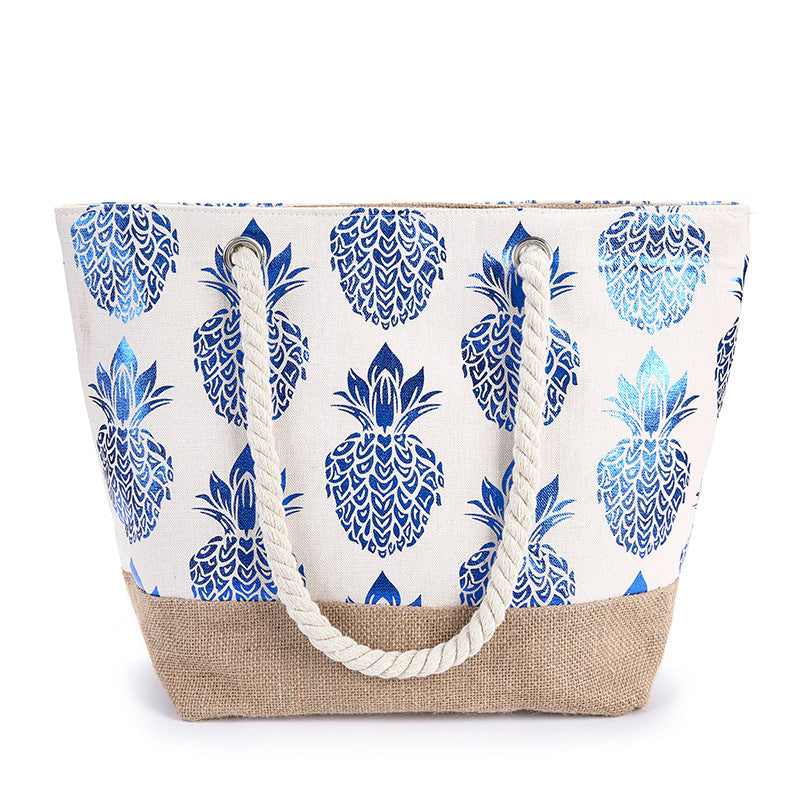 Women's Simple Pineapple Cotton Shopping Shoulder Bag