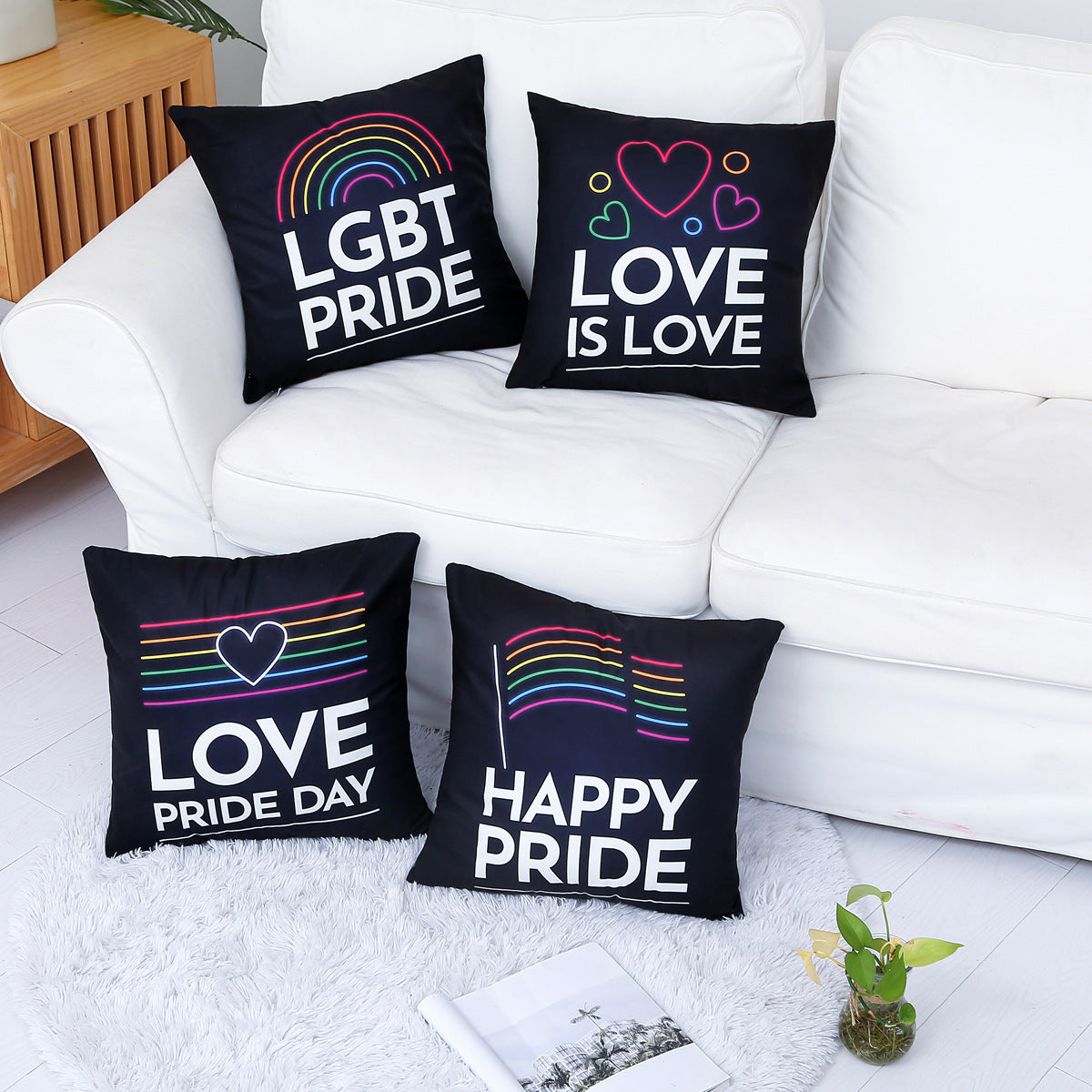 Rainbow love pattern pillowcase