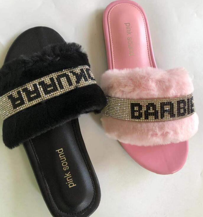Fashion wild hair slippers sandals
