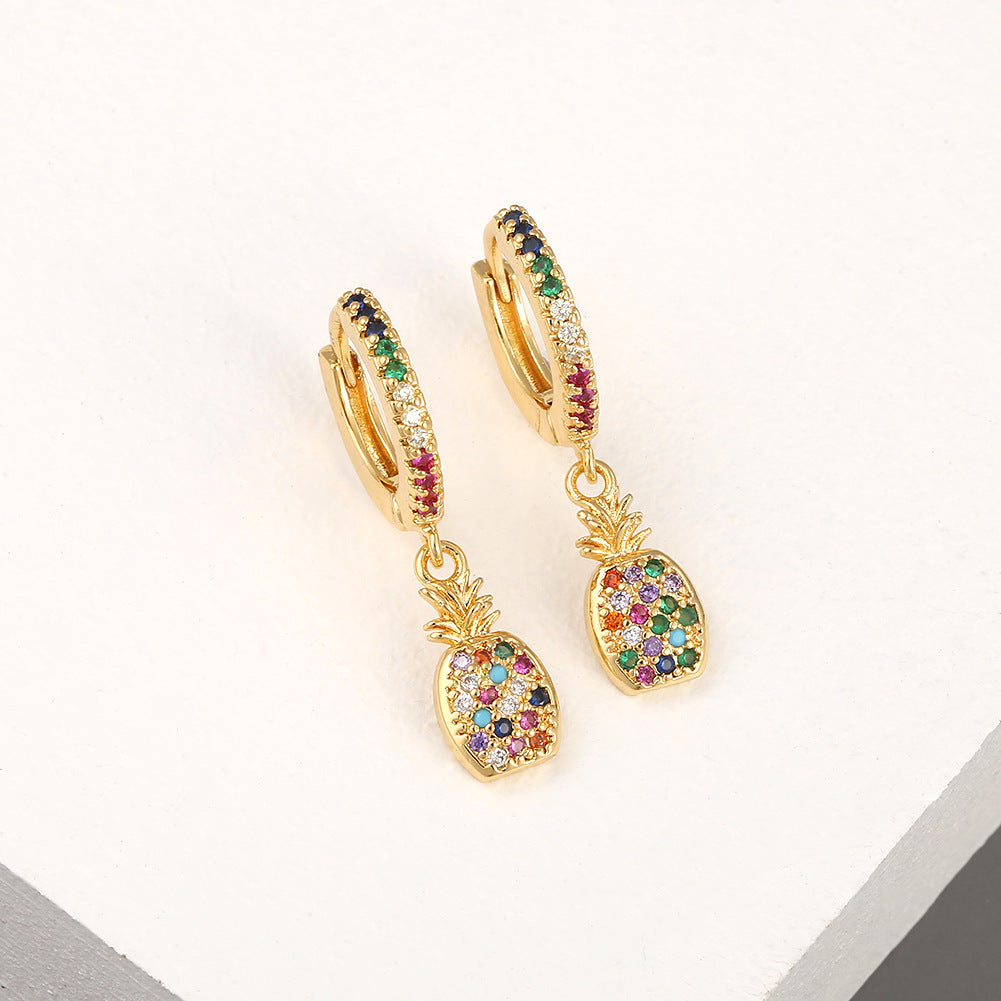 Fashion colorful zircon pineapple earrings