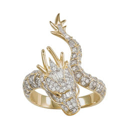 Golden Dragon-shaped Diamond Ring New Arrival Domineering Chinese Dragon Ring