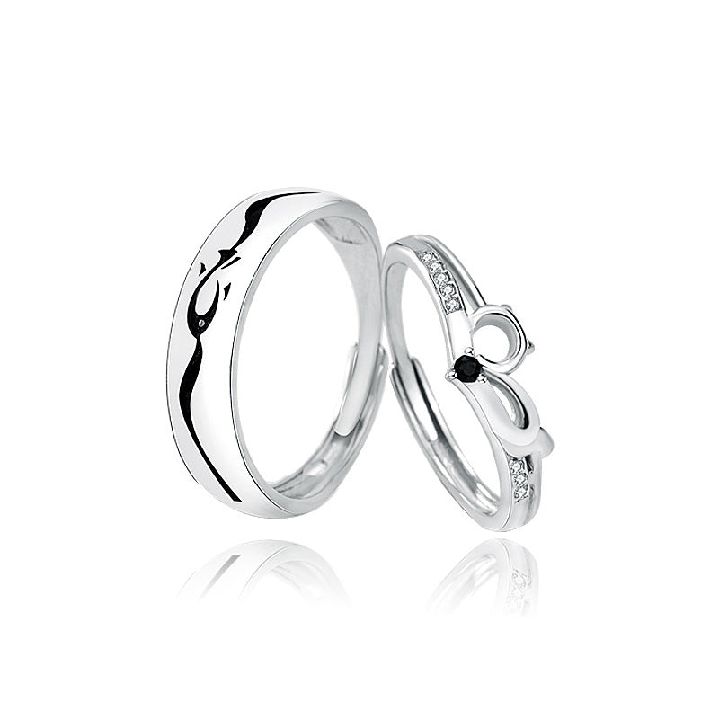 Cat And Fish Couple Ring In Sterling Silver With Accessories