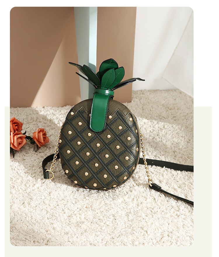 Pineapple Shape Rivet Chain Small Round Bag