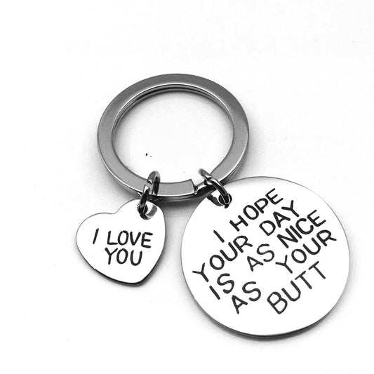 Peach Heart Couple Gift Stainless Steel Keychain