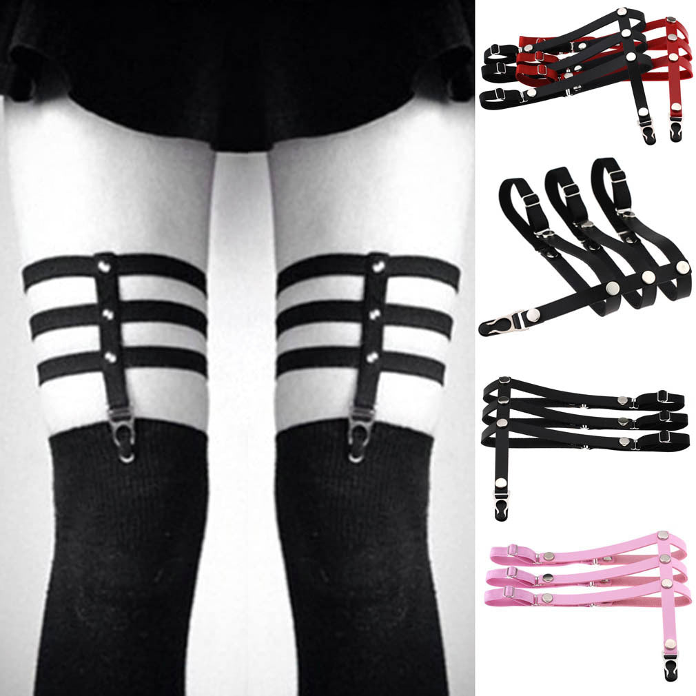 New Fashion Punk Thigh Garter Belt Suspender Leg Garter Belt Harajuku Style Elastic Leg Ring Sexy Garter Stockings