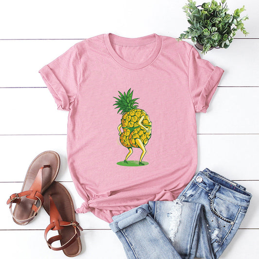Cartoon Pineapple Print T-Shirt