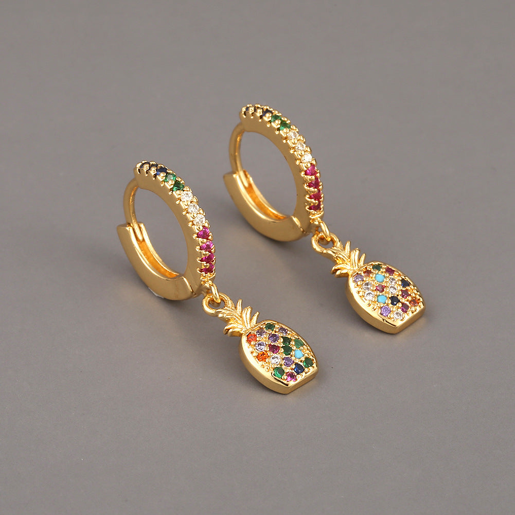 Fashion colorful zircon pineapple earrings