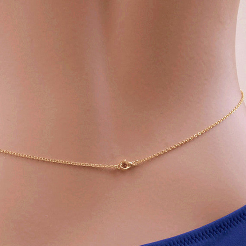 Alloy Ladies Inlaid Pentagram Pendant Simple One Piece Body Chain Necklace