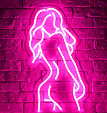 Acrylic Lady LED Neon Sign Lights Wall Hanging Bar Decor Artwork Night Light Neon Bulbs Lamp Bedroom Decoration Lighting