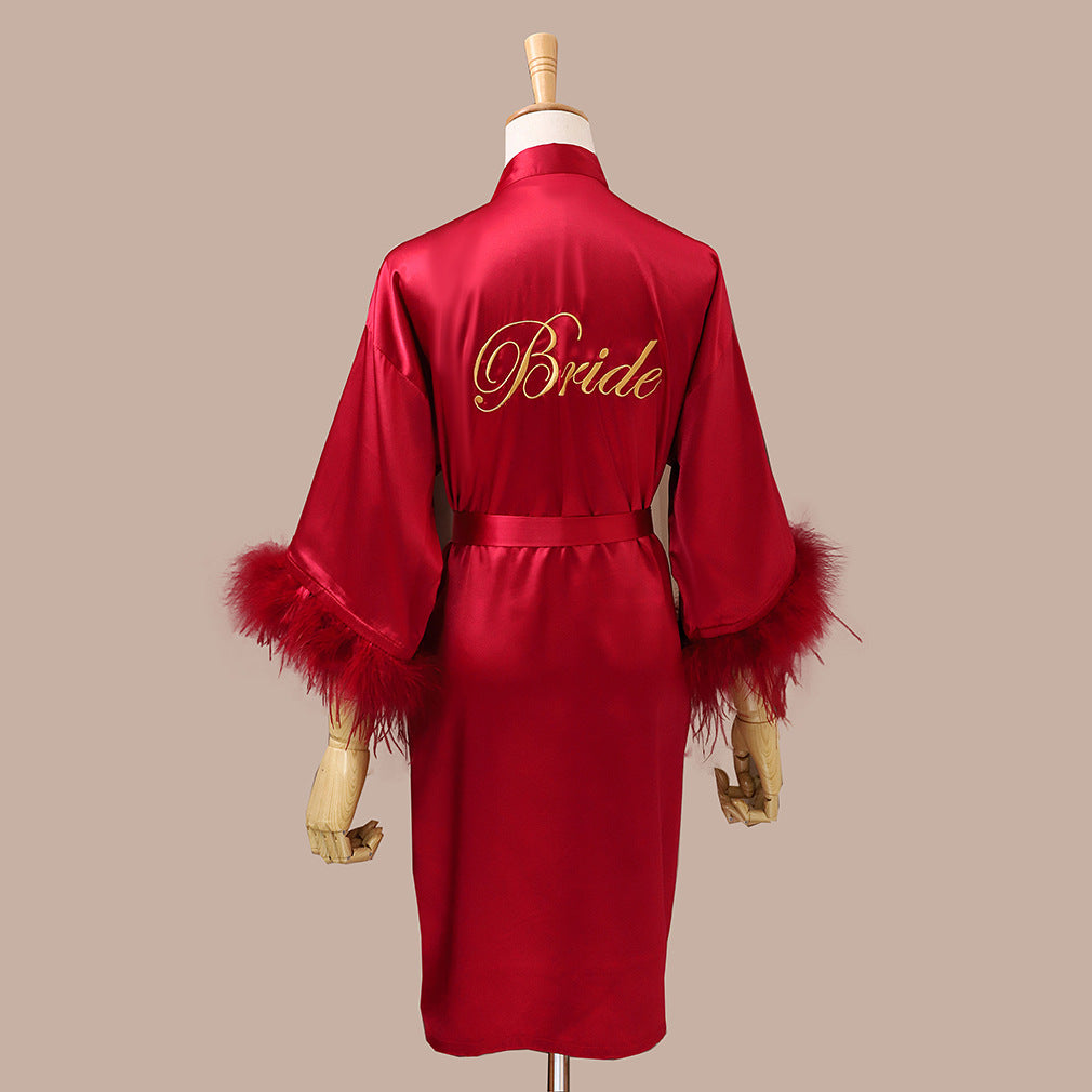 Feather Dressing Gown Wedding Party Costume