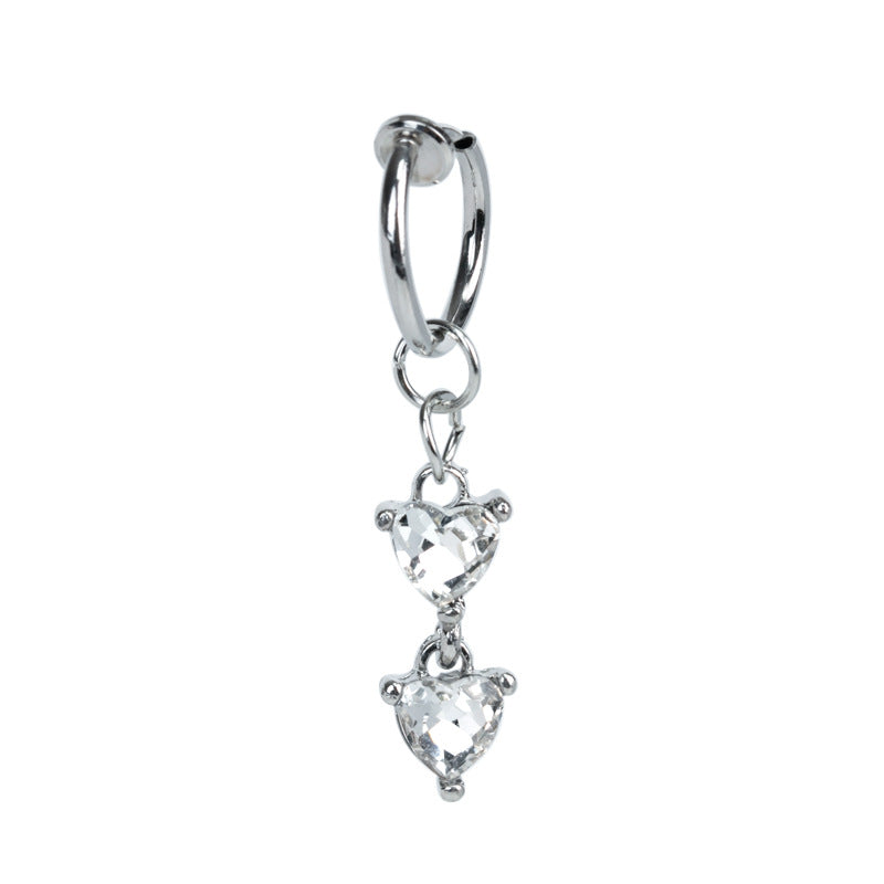 Heart-shaped Zircon Ring Without Perforation Body Piercing Jewelry Titanium Steel Inlaid Pearl Navel Nail