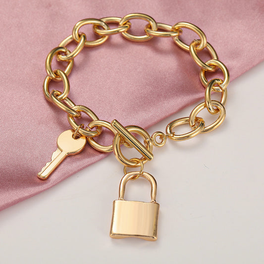 Thick Chain Key Lock Pendant Anklet
