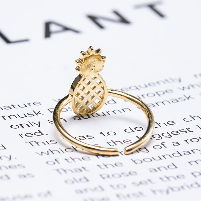 Silver Pineapple Ring Gold Plated