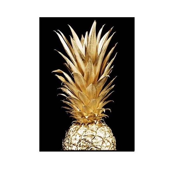 Golden Leaf Pineapple Canvas Painting