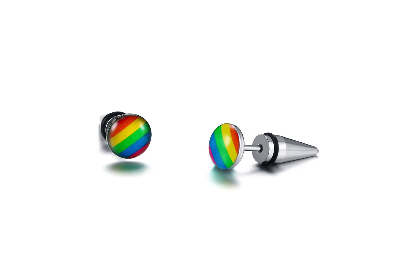 European and American style stainless steel rainbow earrings