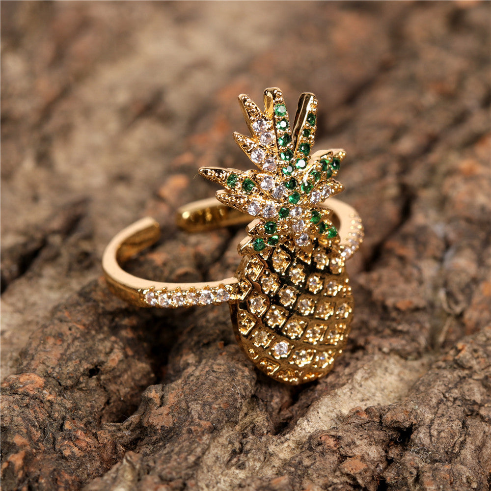 Crystal Pave Pineapple Ring