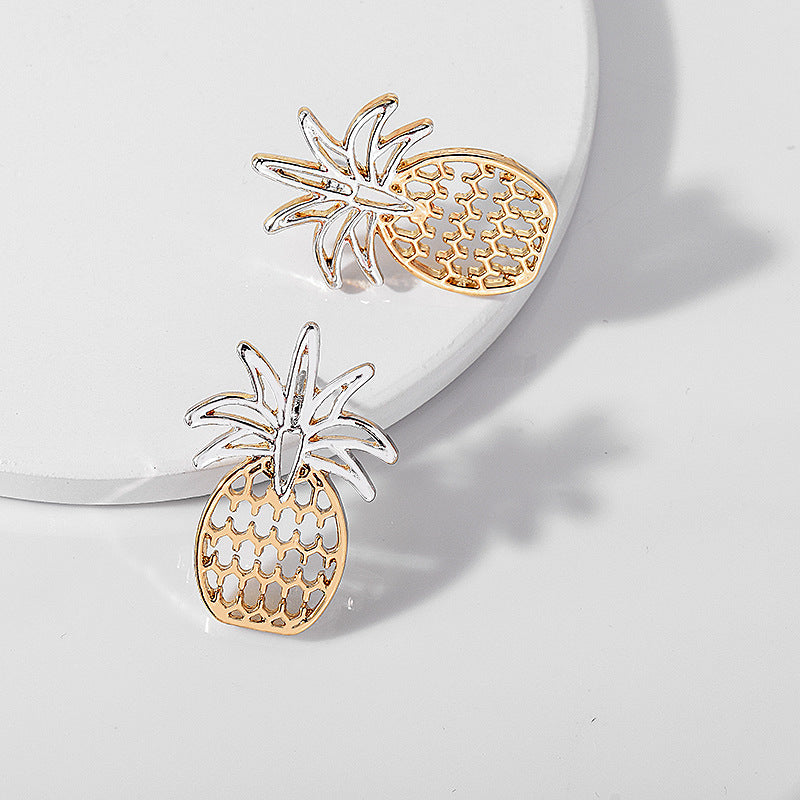 Pineapple two-tone plating earrings