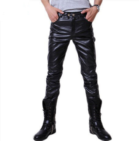 Bronzing Performance Costume Casual Pants Men's Leather