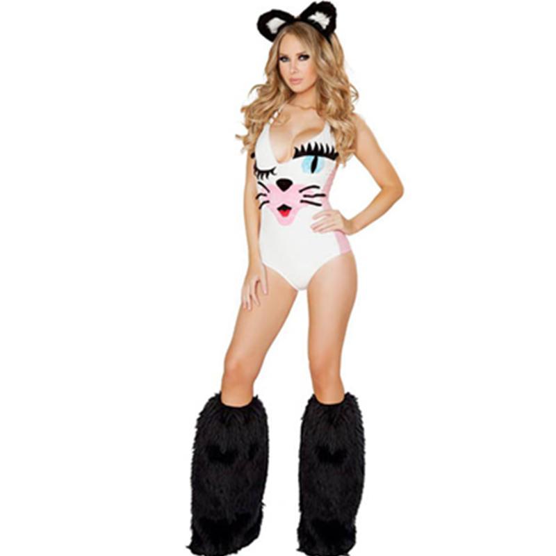 Funny Kitty Costume with Fur Leg warmers