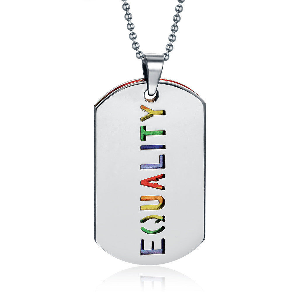 Titanium Steel Rainbow Series English Letter Pendant Necklace