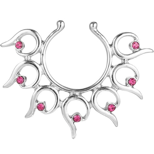 Stainless Steel Peacock Feather Flower-shaped Fake Nipple Ring