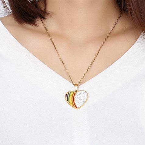 LGBT Six-color Rainbow Titanium Steel Pendant Necklace